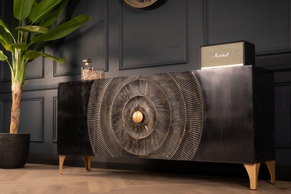 Sunset Handcrafted Solid Mango Wood Black Sideboard 177 cm 2.0