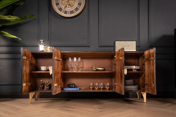 Sunset Handcrafted Solid Mango Wood Black Sideboard 177 cm 2.0