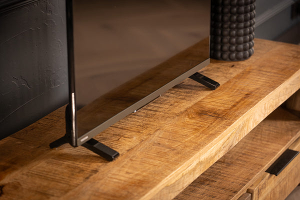 Woodland solid mango wood TV board unit with 3 drawers natural 170 cm