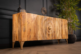 Sunset Handcrafted Solid Mango Wood Natural Sideboard 177 cm
