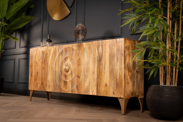 Sunset Handcrafted Solid Mango Wood Natural Sideboard 177 cm