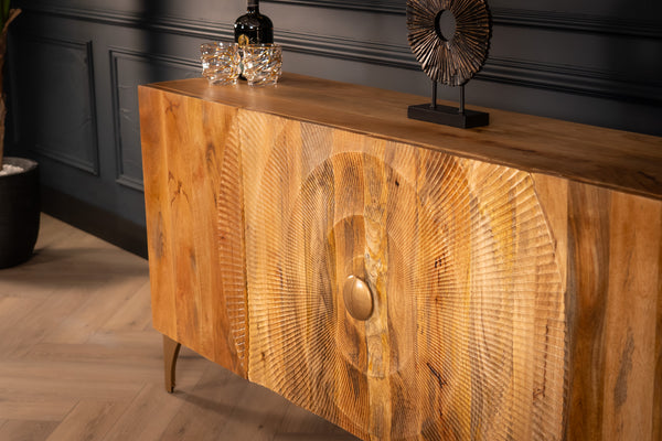 Sunset Handcrafted Solid Mango Wood Natural Sideboard 177 cm
