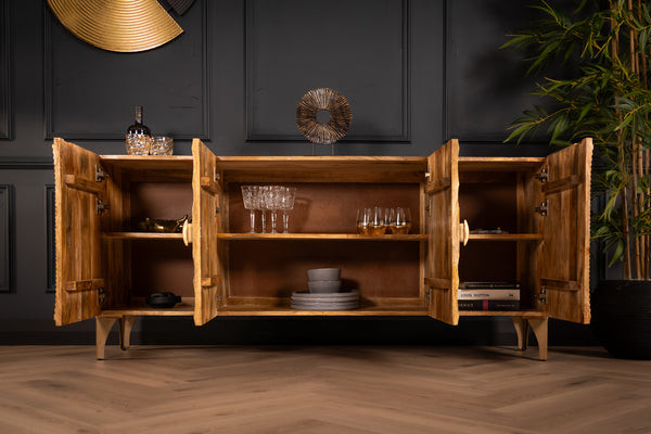 Sunset Handcrafted Solid Mango Wood Natural Sideboard 177 cm