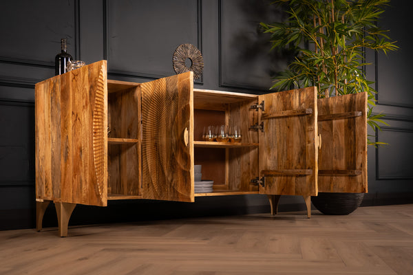 Sunset Handcrafted Solid Mango Wood Natural Sideboard 177 cm