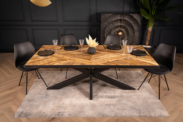 Laguna Industrial Style Mango Wood Industrial Dining Table with Black Spider Legs and Black Edge 200 cm
