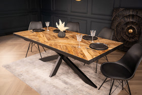 Laguna Industrial Style Mango Wood Industrial Dining Table with Black Spider Legs and Black Edge 200 cm