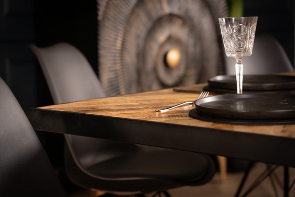 Laguna Industrial Style Mango Wood Industrial Dining Table with Black Spider Legs and Black Edge 200 cm