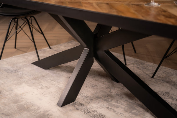Laguna Industrial Style Mango Wood Industrial Dining Table with Black Spider Legs and Black Edge 200 cm