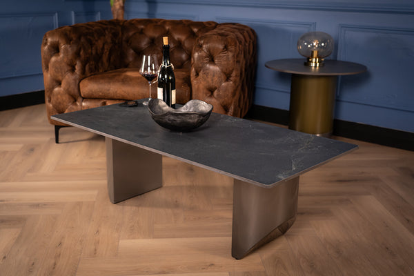Tropea Italian Sintered Stone Coffee Table in Black Diamond Grey Look 120 cm