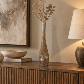 Smoked Brown Handmade Glass Vase - 47cm