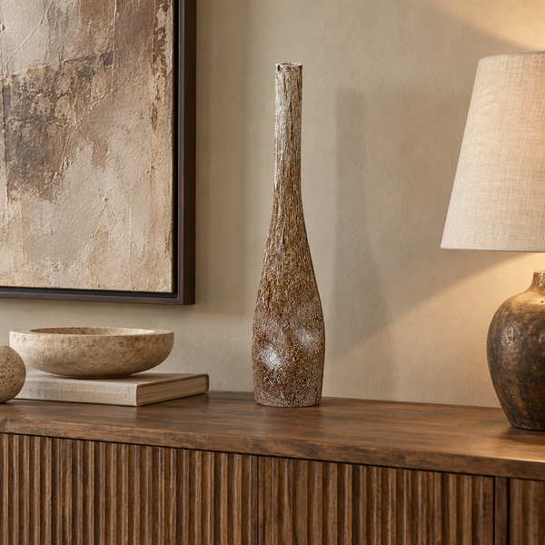 Smoked Brown Handmade Glass Vase - 47cm