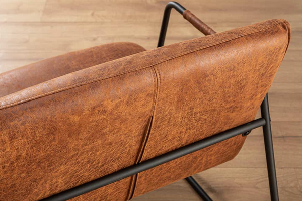 Mustang Lounger Retro Antique Light Brown Chair with Decorative Stitching