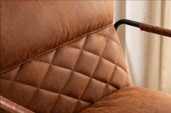 Mustang Lounger Retro Antique Light Brown Chair with Decorative Stitching