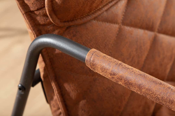 Mustang Lounger Retro Antique Light Brown Chair with Decorative Stitching