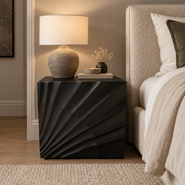 Solid Mango Wood Bedside Table - Scorpion 50cm