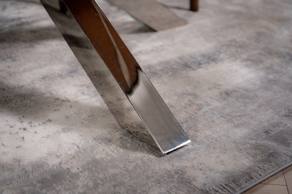 Forest Round Recycled Wood Dining Table with Glass Top and Chrome Legs 140 cm