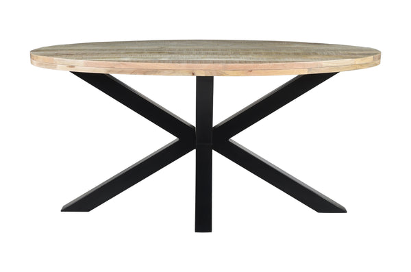 Solid Mango Wood Oval Dining Table 160cm – Galaxie Spider Frame