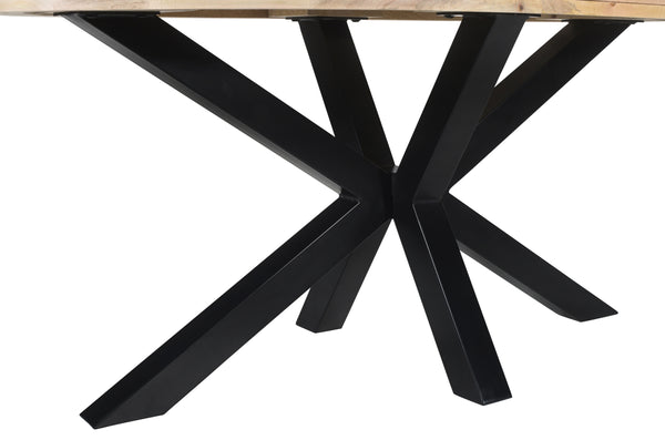 Solid Mango Wood Oval Dining Table 160cm – Galaxie Spider Frame