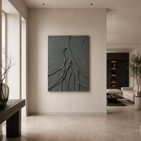Carved 3D Wall Art - Textured Grey Abstract Statement Piece 75 x 100cm