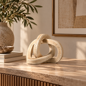 Cream Interlocking Abstract Resin Sculpture – 31cm