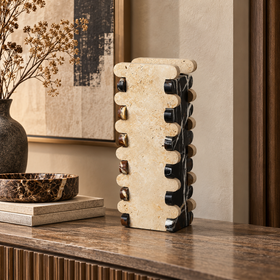 Cream, Black & Brown Marble Dovetail Vase - 36cm