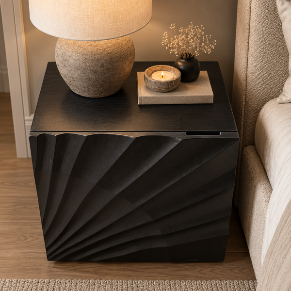 Solid Mango Wood Bedside Table - Scorpion 50cm