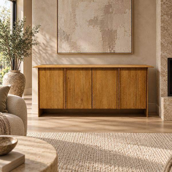 Solid Mango Wood Fluted Sideboard 180cm - Parma
