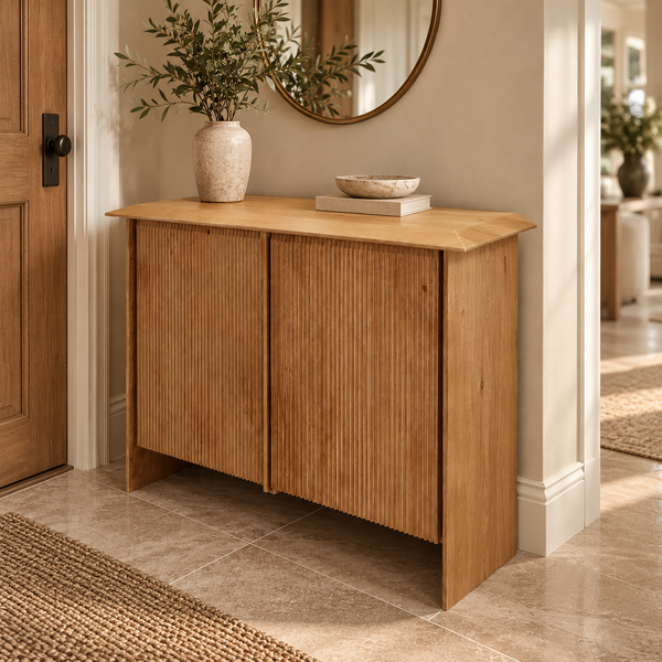 Solid Mango Wood Fluted Shoe Rack 95cm - Parma