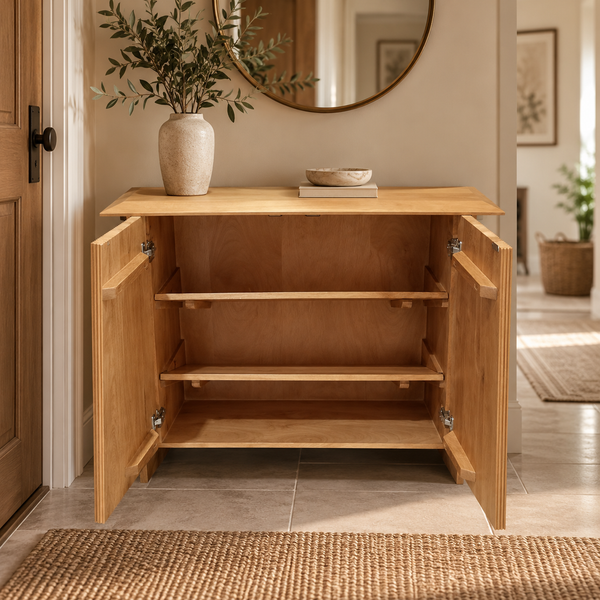 Solid Mango Wood Fluted Shoe Rack 95cm - Parma