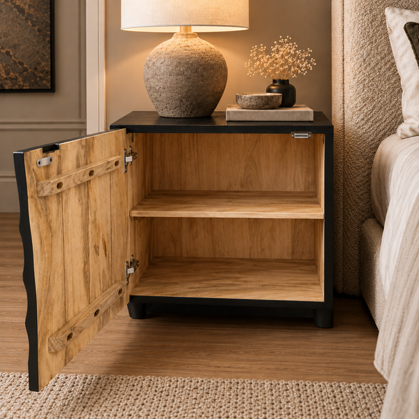 Solid Mango Wood Bedside Table - Scorpion 50cm