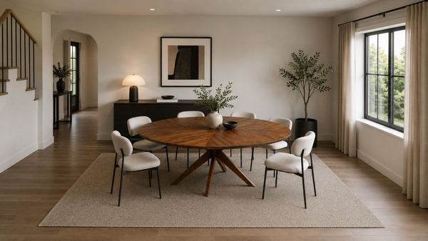 Solid Acacia Wood  Oval Dining Table 200cm - Solis Sculptural Base