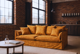 Heaven Large Yellow Mustard Three Seater Sofa with Washable Cover Couch 210 cm