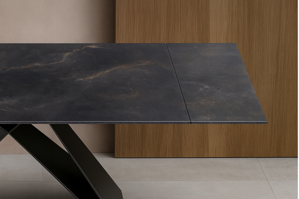 Apollo Extendable Italian Sintered Stone Dining Table in Black Diamond Marble Look 180-220-260 cm