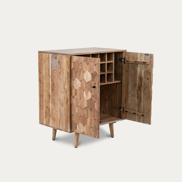 Solid Acacia Wood Bar Cabinet 76 cm – Hive Natural Brown