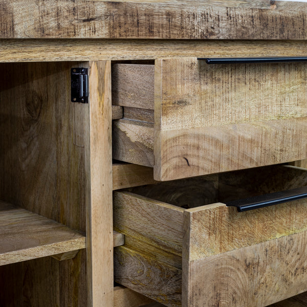 Solid Mango Wood Sideboard Natural Brown 174 cm – Woodland