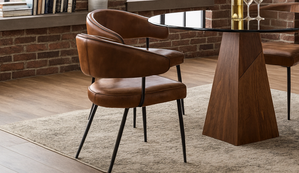 Vienna Genuine Leather Dining Chair in Antique Brown with Black Legs