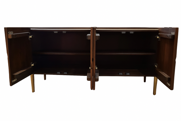 Elegance Solid Mango Wood Sideboard with Gold Iron Legs and a Trim 150 cm