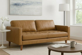 California Genuine Leather 3 Seater Sofa in Light Brown Colour 185 cm