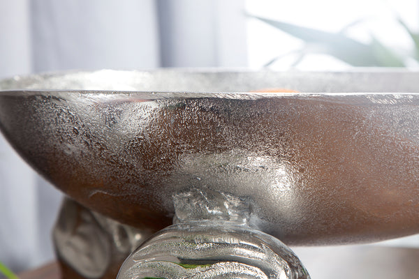 Design decorative bowl SKULL 35cm silver aluminum skull