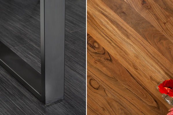 Mammut Solid Tree Trunk Wild Acacia Wood Dining Table with Skid Frame 180 cm