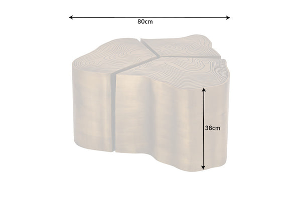 Organic Design Set of 3 Side Tables Brass Metal Tree Trunk Handmade Coffee Table 80 cm