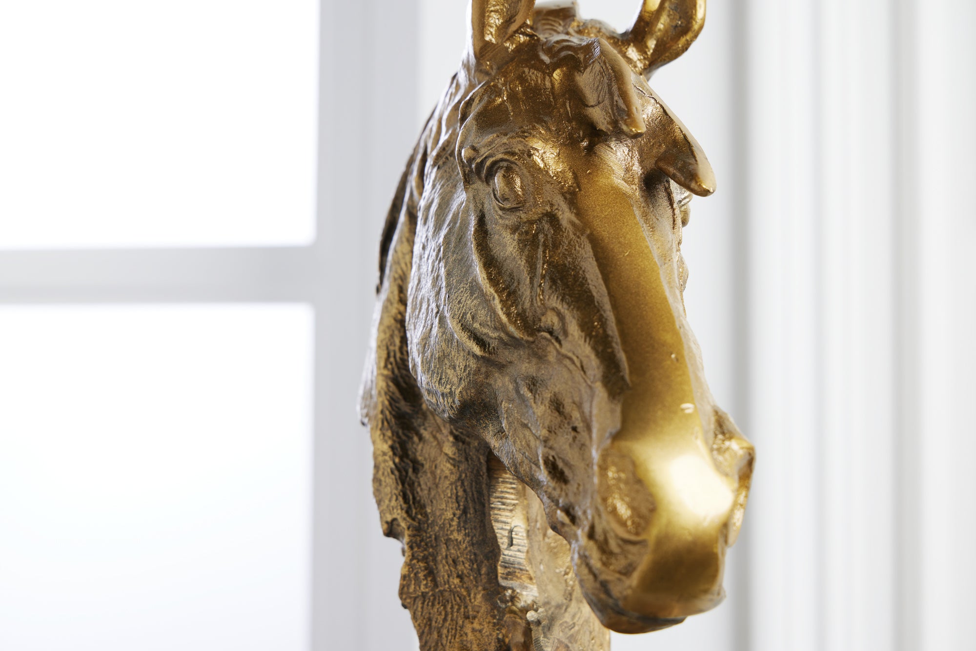 Brass Horse Head Sculpture Bust - Brass Horse Head Sculpture