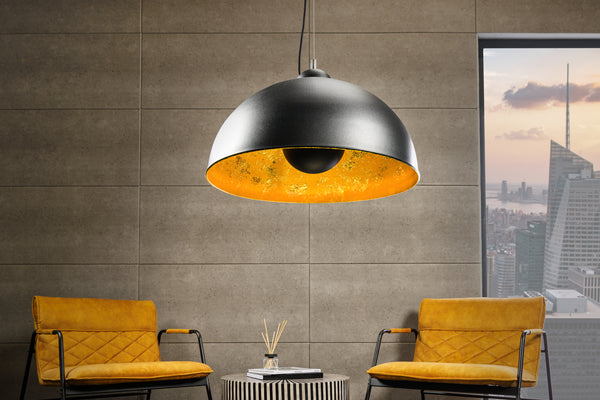 Studio Industrial Style Design Black Gold Leaf Hanging Lamp 55 cm
