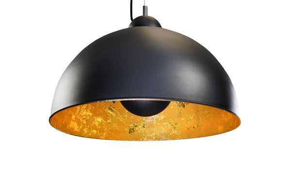 Studio Industrial Style Design Black Gold Leaf Hanging Lamp 55 cm