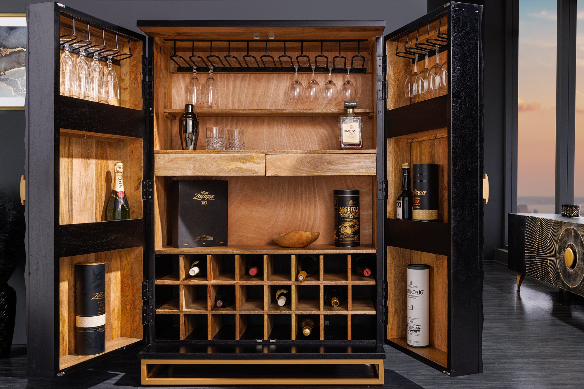 Black Gold Bar Cabinet