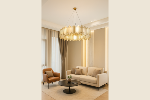 Aurora Handcrafted Glass Chandelier with Gold Finish 90cm