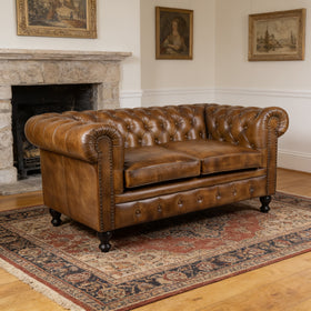 Chesterfield Genuine Leather 2 Seater Sofa 158 cm – Stratford Antique Brown