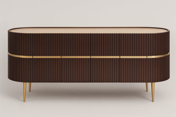 Elegance Solid Mango Wood Sideboard with Gold Iron Legs and a Trim 150 cm
