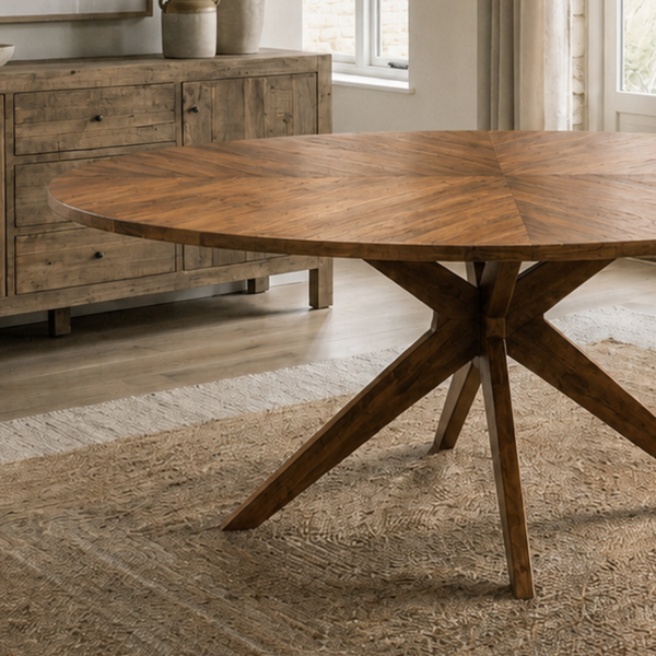 Solid Acacia Wood  Oval Dining Table 170cm - Solis Sculptural Base