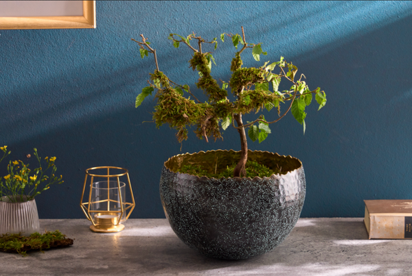 Orient Handcrafted Decorative Bowl In silver With Patina in Classic Hammered Design 23 cm